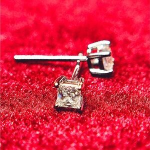 GRA Certified Moissanite Stud Earrings Princess Cut 3MM D Color VVS1 925 Silver